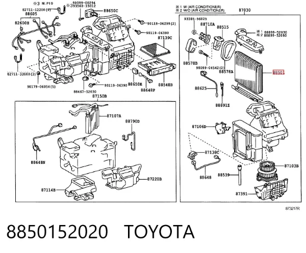 Випаровувач кондиціонера 8850152020 Toyota
