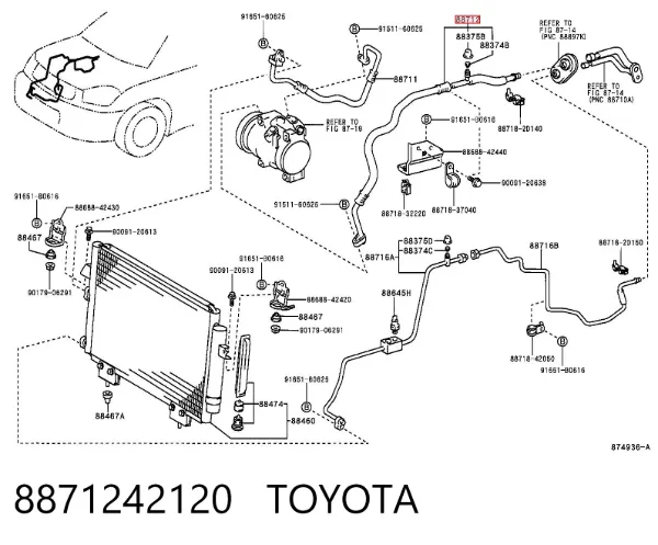 Шланг кондиціонера, від випарника до компресора 8871242120 Toyota