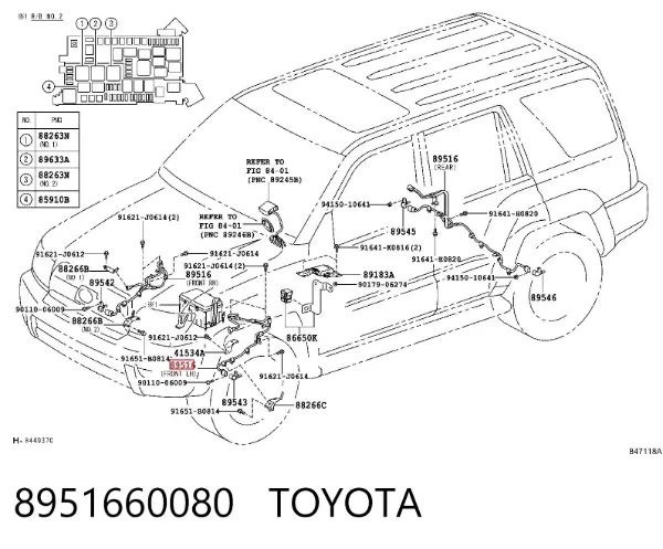 Дріт датчика АБС передній лівий 8951660080 Toyota