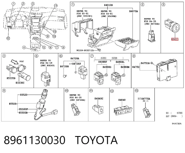 Кнопка запуску двигуна 8961130030 Toyota