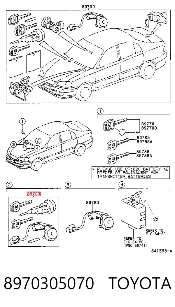 Личинка замка запалювання 8970305070 Toyota