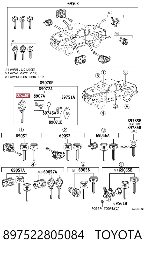 Ключ-заготівка 897522805084 Toyota