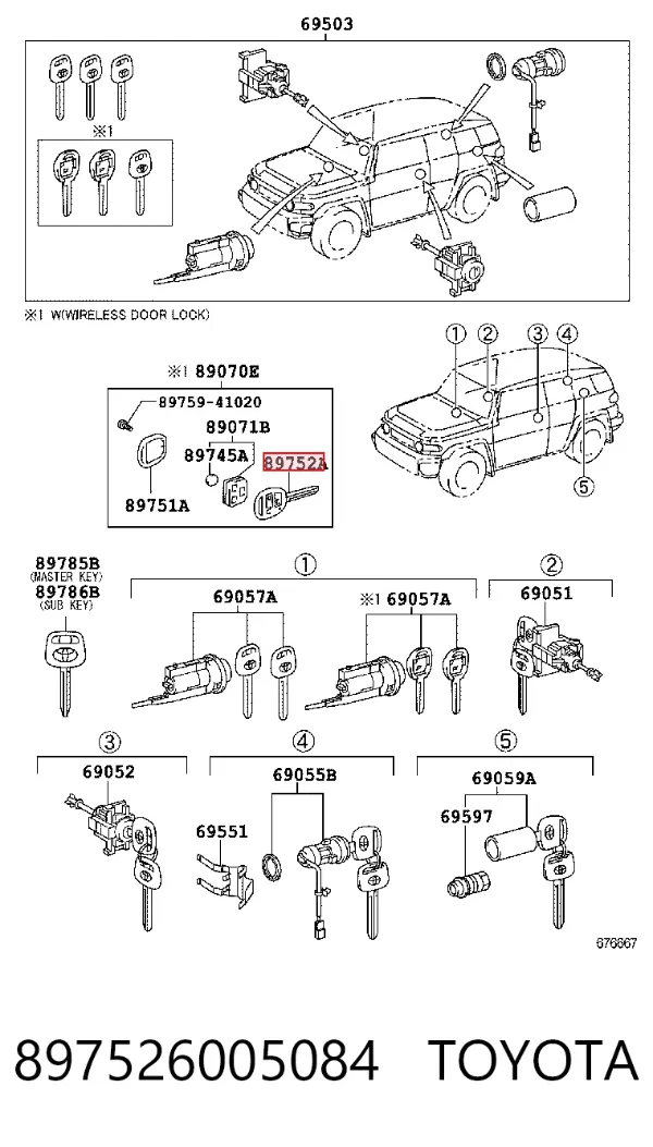 Ключ-заготівка 897526005084 Toyota