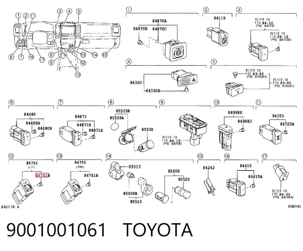Лампочка щитка / панелі приладів 9001001061 Toyota