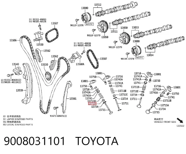 Сальник клапана (маслознімний), випускного 9008031101 Toyota