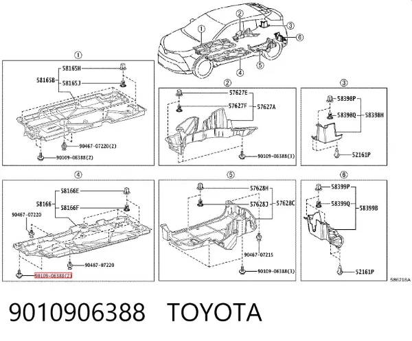 Пістон (кліп) кріплення підкрилки переднього крила 9010906388 Toyota