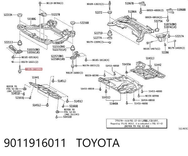 Болт переднього важеля, нижнього 9011916011 Toyota