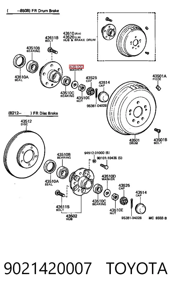 Підшипник задньої ступиці 9021420007 Toyota