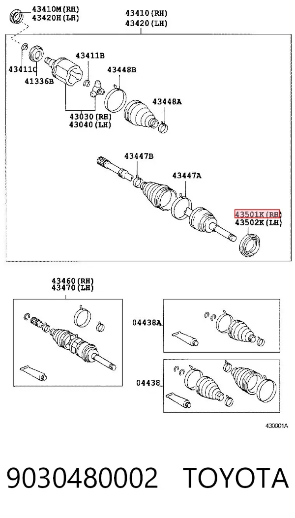 Сальник передньої маточини 9030480002 Toyota