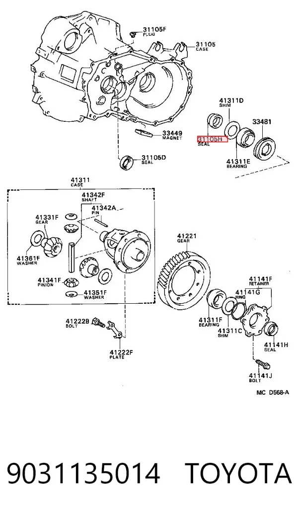 Сальник АКПП/КПП, вихідного/вторинного валу 9031135014 Toyota