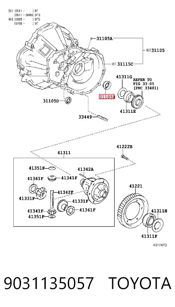 Сальник піввісі переднього моста, правою 9031135057 Toyota