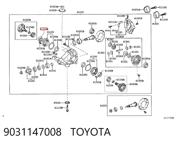 Сальник піввісі заднього моста, зовнішній 9031147008 Toyota