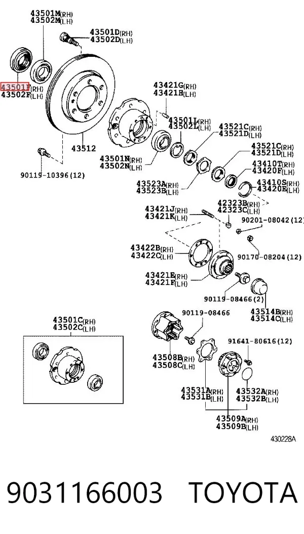 Сальник передньої маточини 9031166003 Toyota