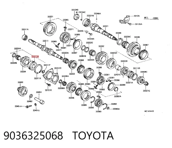 Підшипник первинного валу коробки 9036325068 Toyota
