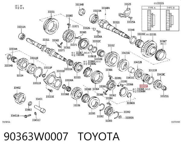 Підшипник вторинного валу коробки 90363W0007 Toyota