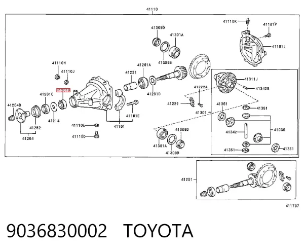 Підшипник хвостовика заднього моста, зовнішній 9036830002 Toyota