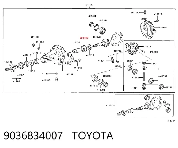 Підшипник хвостовика заднього моста, внутрішній 9036834007 Toyota