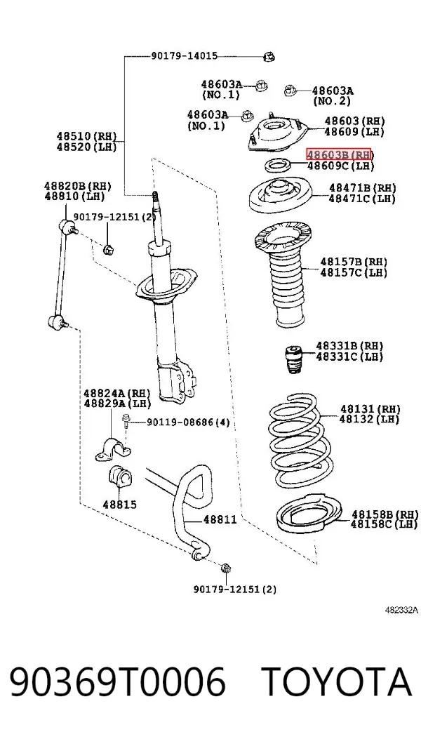 Підшипник опорний амортизатора, переднього 90369T0006 Toyota