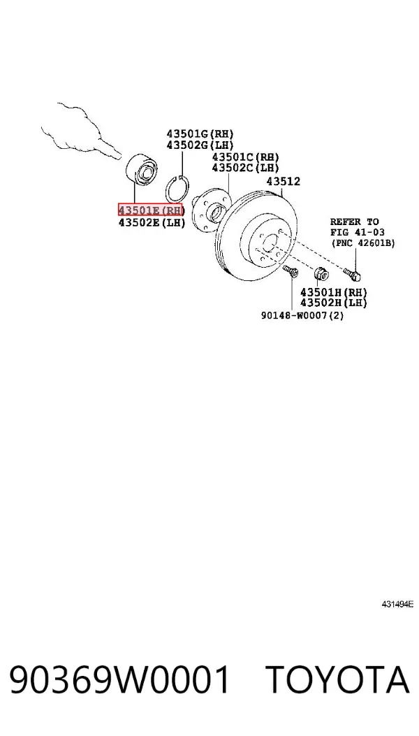 Підшипник ступиці 90369W0001 Toyota