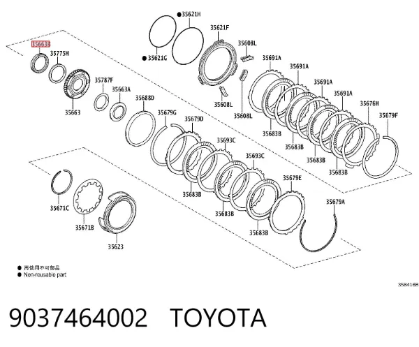Підшипник опорний амортизатора, переднього 9037464002 Toyota