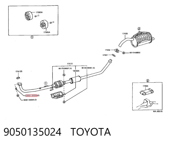 Пружина болта кріплення колектора 9050135024 Toyota