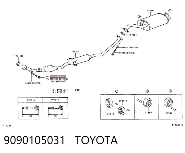 Болт вихлопної системи (глушника) 9090105031 Toyota