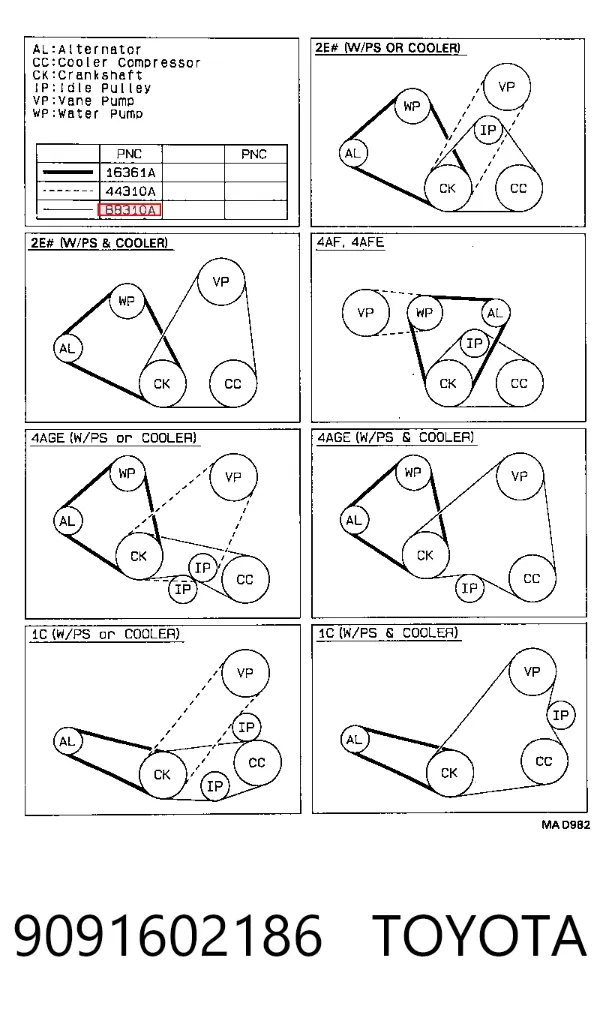 Ремінь генератора 9091602186 Toyota
