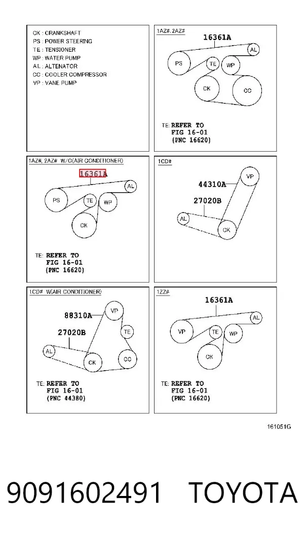 Ремінь генератора 9091602491 Toyota