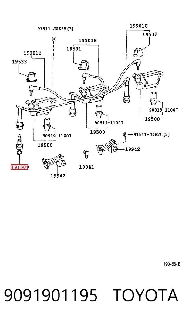 Свічки запалювання 9091901195 Toyota
