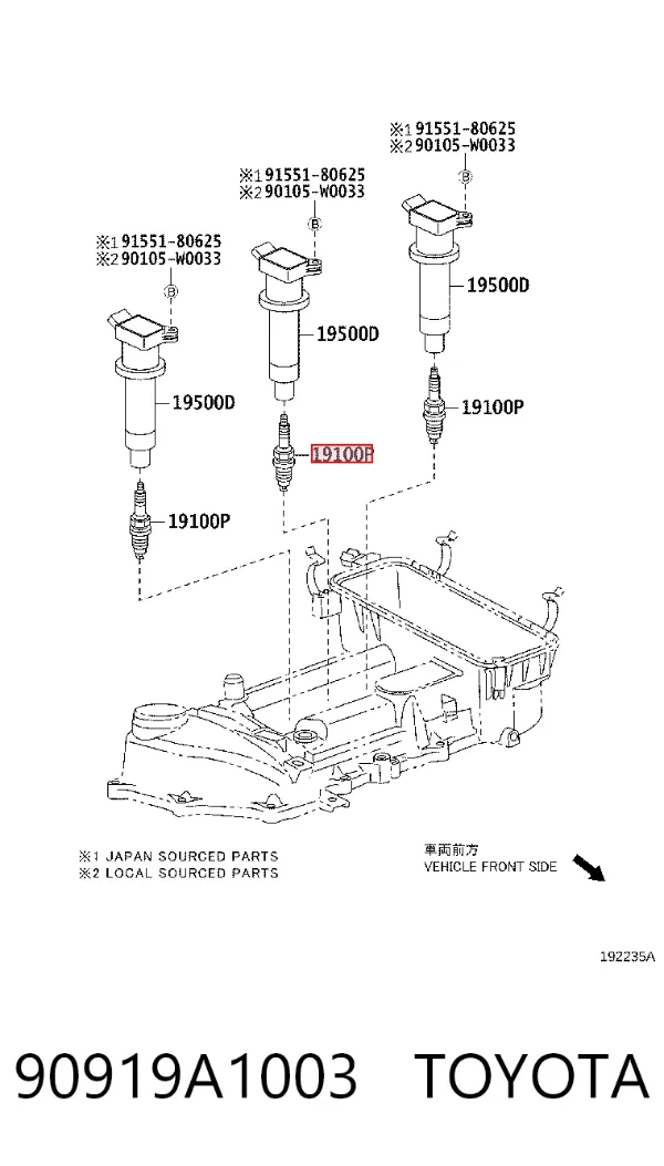 Свічки запалювання 90919A1003 Toyota