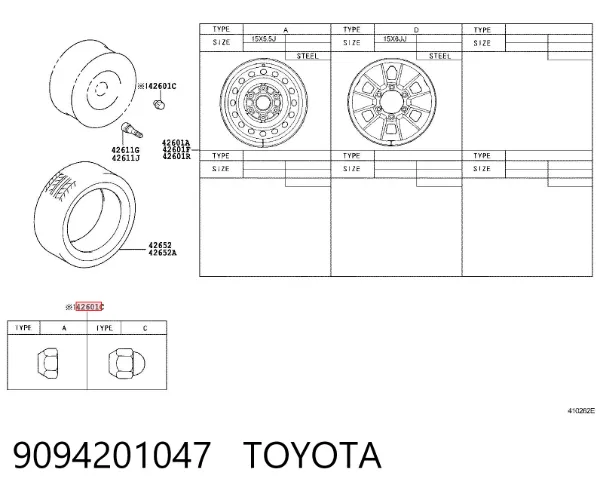 Колісні гайки 9094201047 Toyota