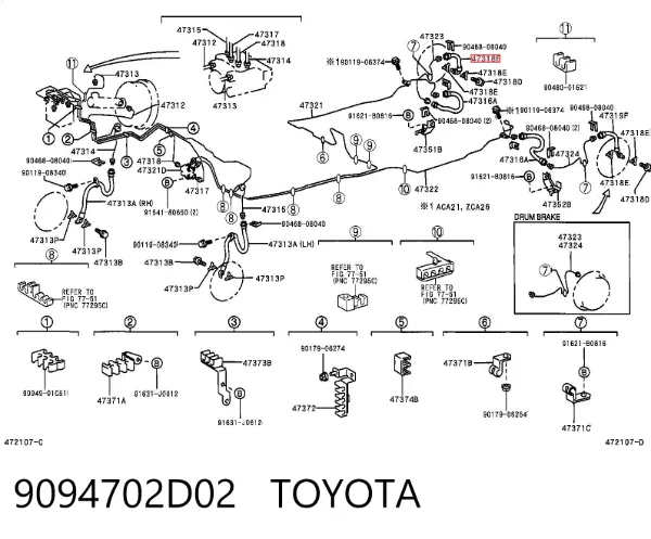 Шланг гальмівний задній, правий 9094702D02 Toyota