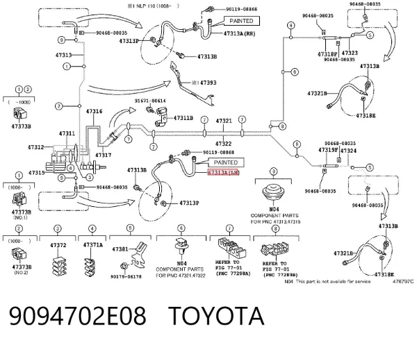 Шланг гальмівний передній, лівий 9094702E08 Toyota