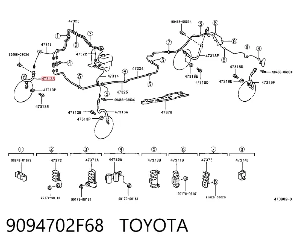 Гальмівні шланги передні 9094702F68 Toyota