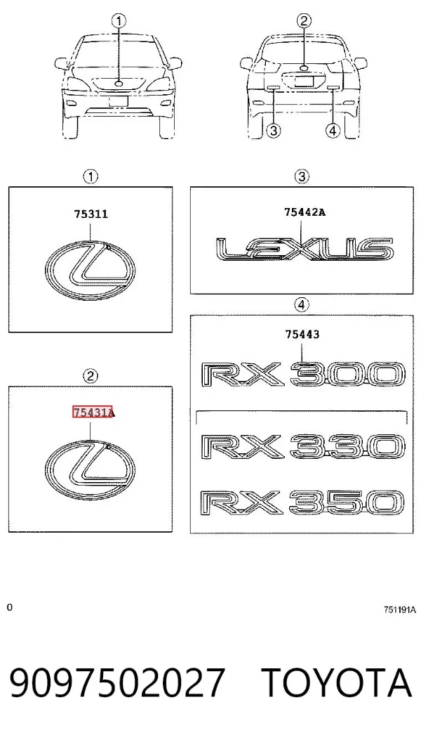 Емблема кришки багажника Lexus RX 300/330/350/400H