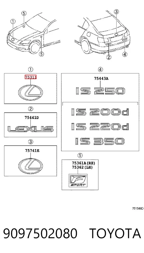 Емблема капота 9097502080 Toyota