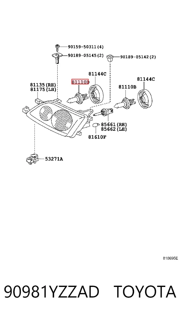 Лампочка галогенна 90981YZZAD Toyota