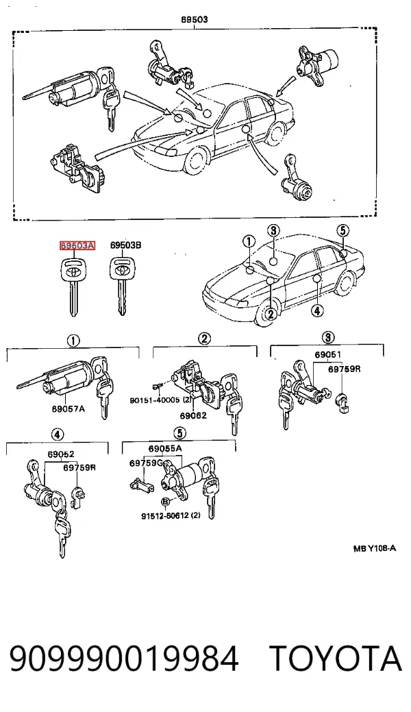 Ключ-заготівка 909990019984 Toyota