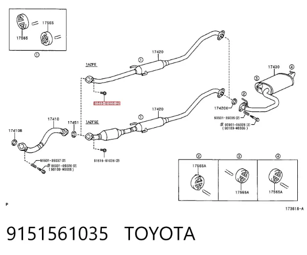 Болт вихлопної системи (глушника) 9151561035 Toyota
