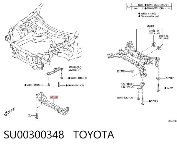 Балка передньої підвіски (підрамник), передня SU00300348 Toyota