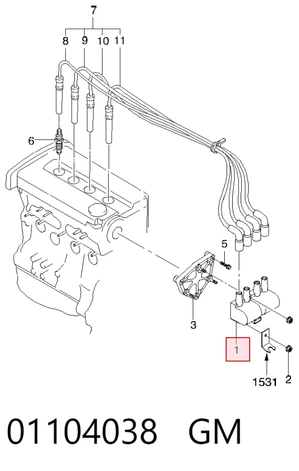 Котушка запалювання 01104038 General Motors