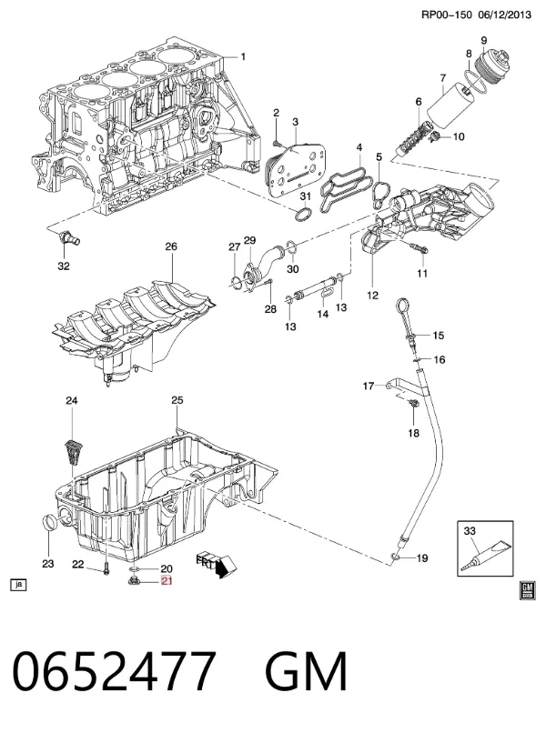 Пробка піддона двигуна 0652477 General Motors