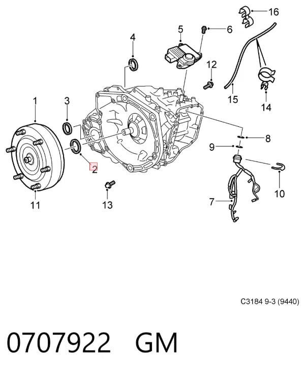 Прокладка картера гідротрансформатора 0707922 General Motors