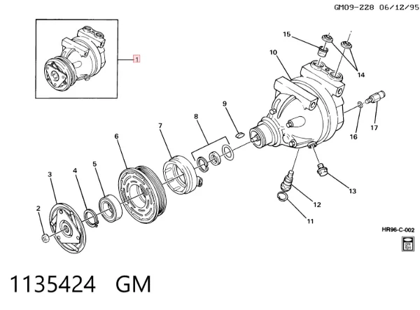 Компресор кондиціонера 1135424 General Motors
