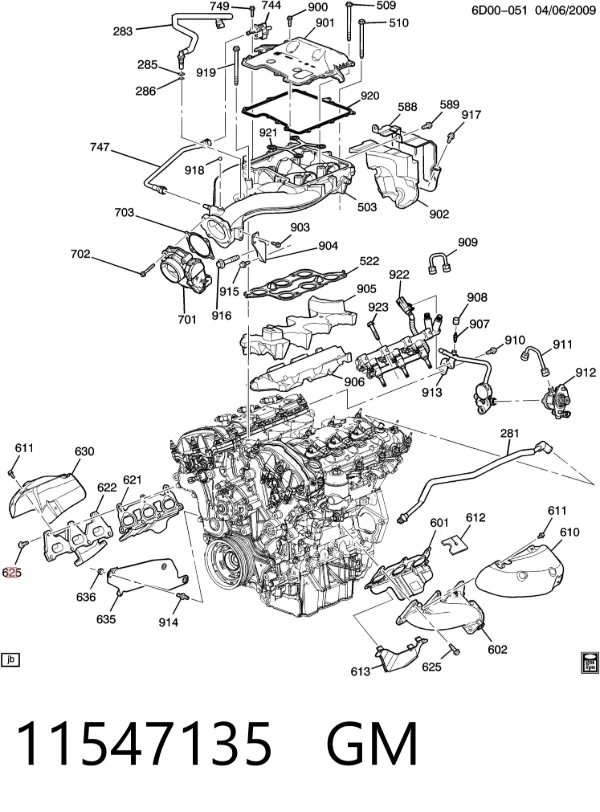 Болт (шпилька) випускного колектора 11547135 General Motors