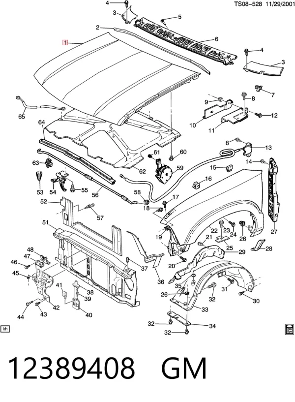 Капот 12389408 General Motors