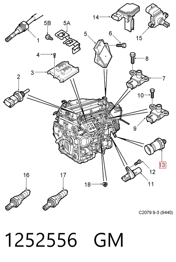 Датчик тиску масла 1252556 General Motors
