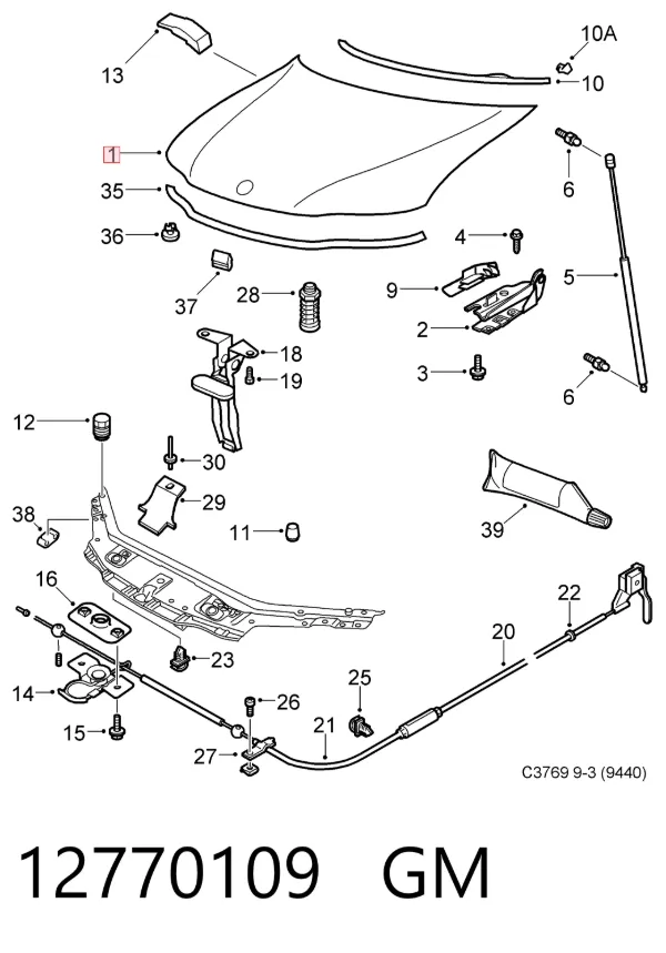 Капот Saab 9-3 YS3F