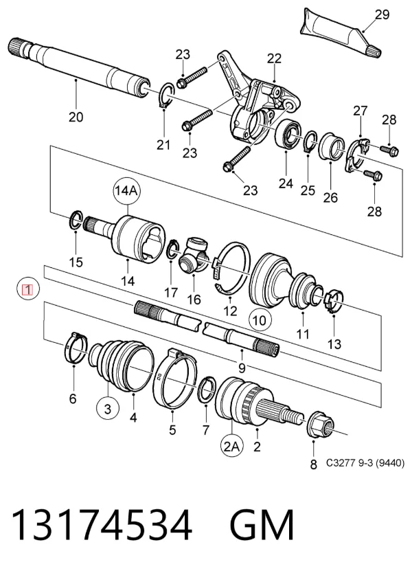 Піввісь (привід) передня 13174534 General Motors