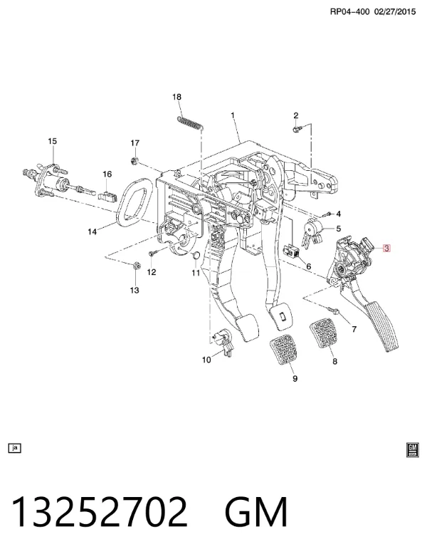 Педаль газу 13252702 General Motors